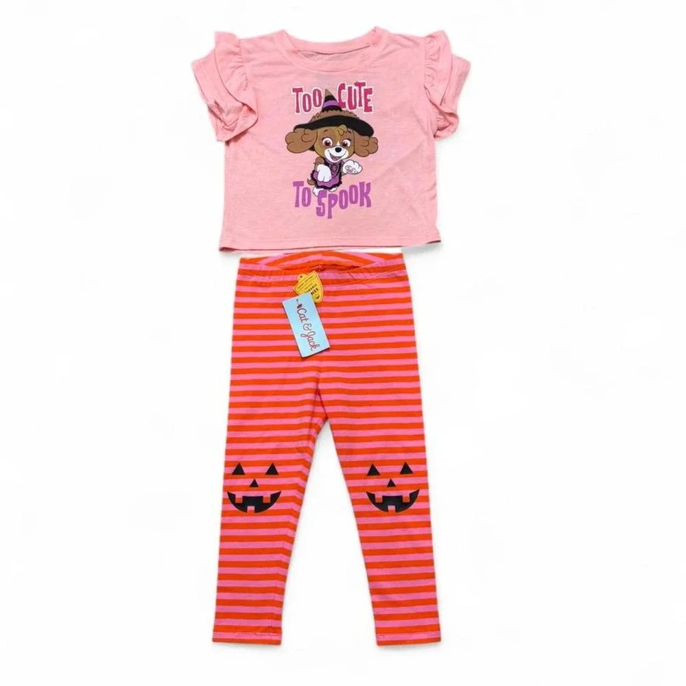 Kidcore Halloween Outfit Set 2T Paw Patrol Skye Cat & Jack Witchy Jack-O-Lantern